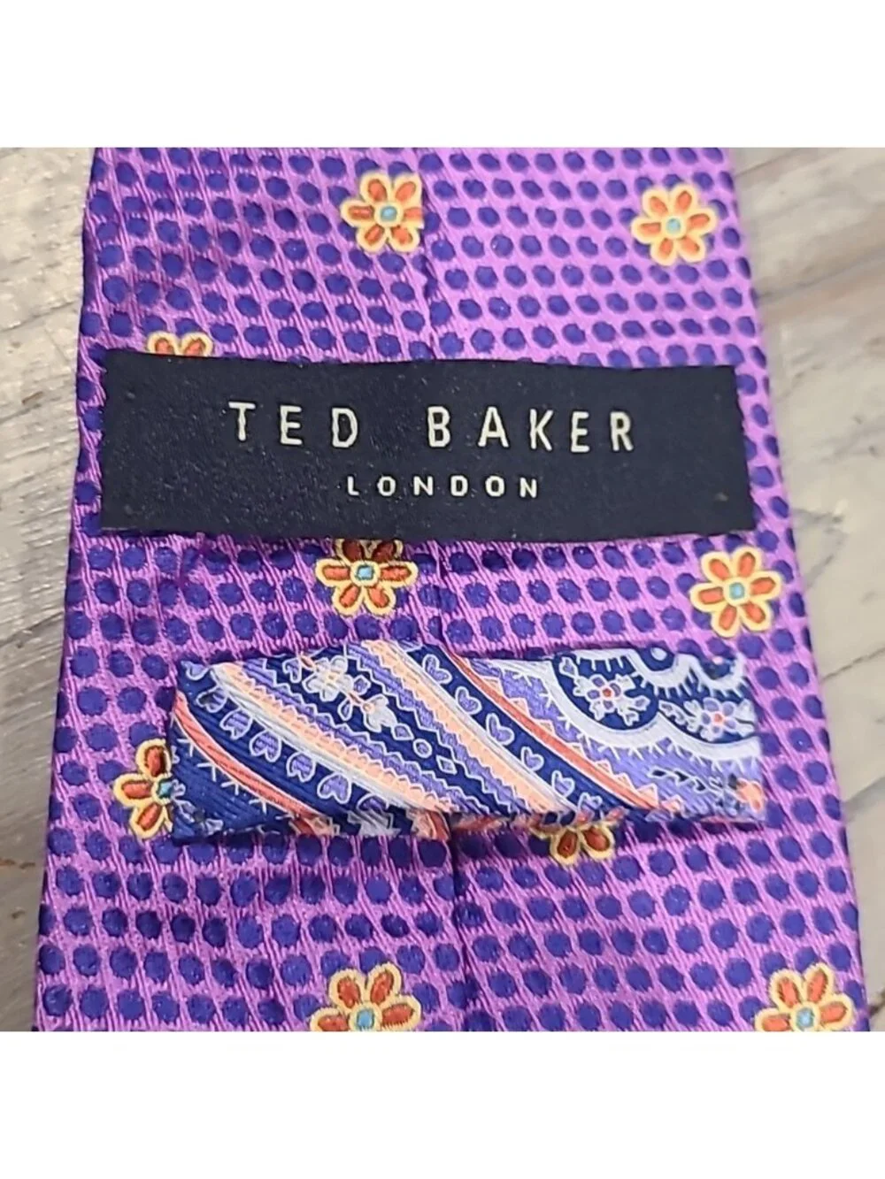Ted Baker Purple floral 100% silk tie